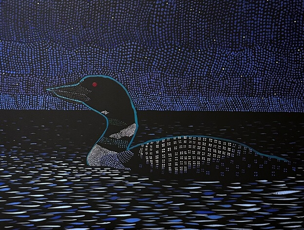 Loon Over the Midnight Lake